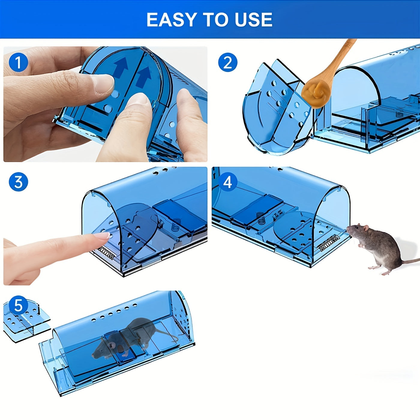 1pc Humane Mouse Trap, Easy To Set, Quick Effective Reusable And Safe For Families And Pets