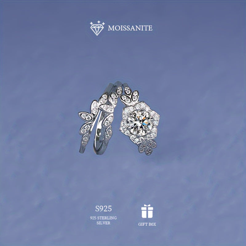 An elegant and fashionable Vintage Boho 1ct Moissanite Hexagon Triple Stack Ring crafted for women, made of 925 Sterling Silver that is hypoallergenic. This classic design exudes nobility and sophistication, making it a perfect choice for an engagement