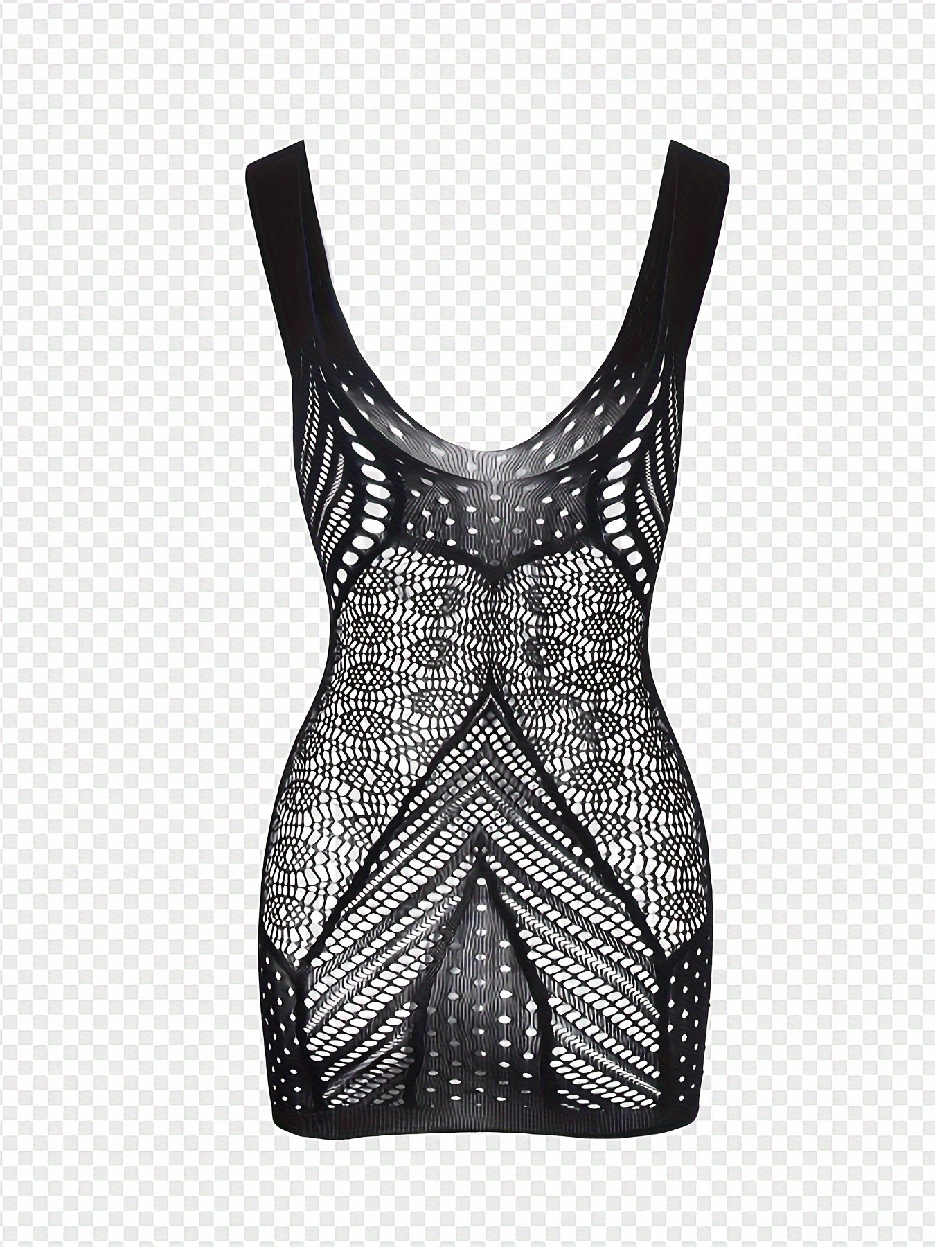 Sexy lingerie including an erotic fishnet bodycon dress and hollow out sheer backless babydoll.