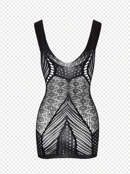 Sexy lingerie including an erotic fishnet bodycon dress and hollow out sheer backless babydoll.