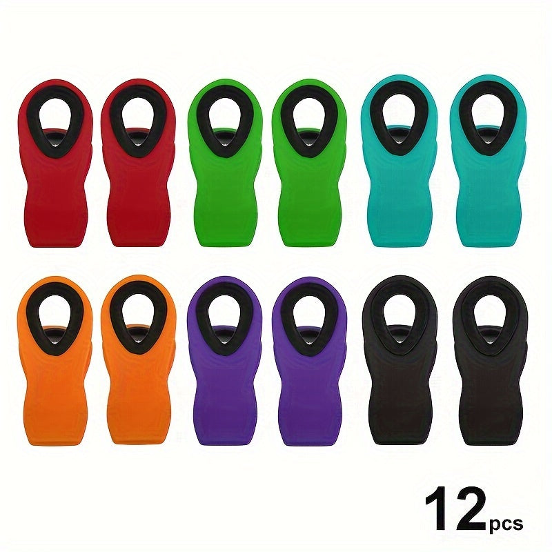 6/10/12pcs Food Bag Sealing Clip Set with Magnetic Refrigerator Storage, Household Reusable Airtight Clips for Plastic and Snack Bags, Kitchen Organizers and Accessories for Durable Storage.