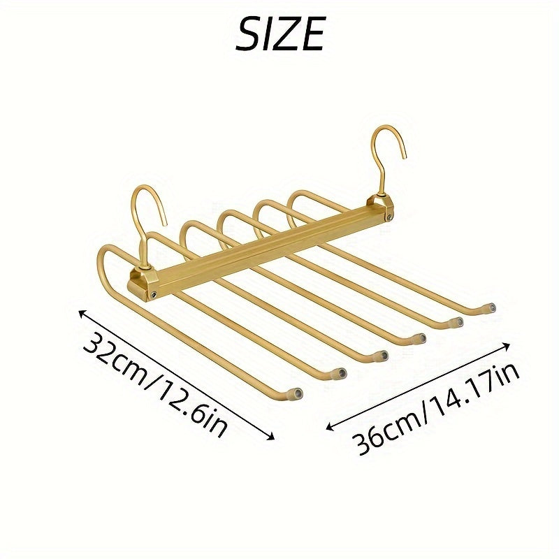 Golden Over-the-Door Metal Hook Rack - Sleek and Space-Saving Design with Multiple Hooks for Hanging Coats, Towels, Bags, and Robes. Organize your Home with this Elegant Foldable Door Hook Organizer, Perfect for Clothes and Accessories.