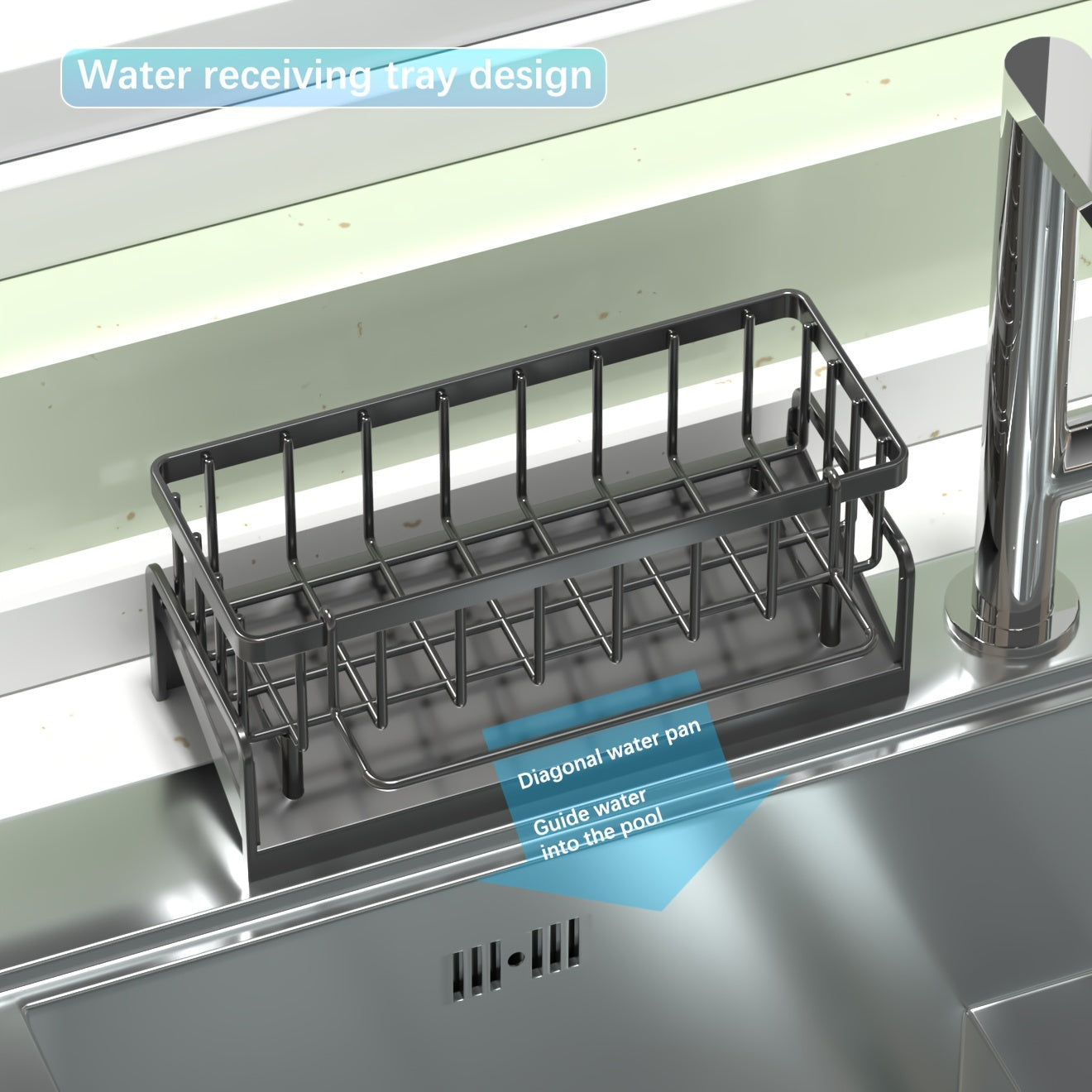 Multipurpose Kitchen Sink Organizer - Made of Long-lasting Plastic, Features Open Storage Design for Dishes and Utensils