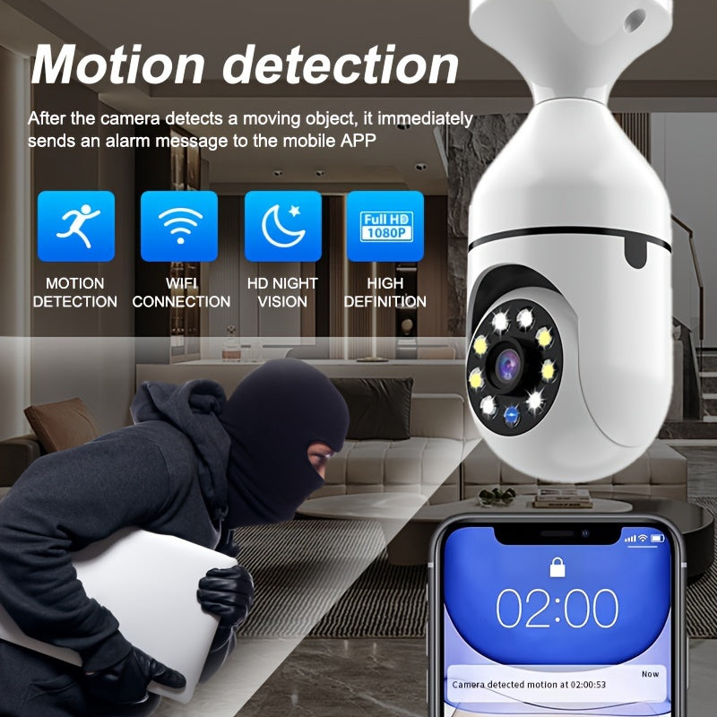 YIIYRY Smart Bulb Camera with Dock - Simple Installation, Night Vision, High Definition 1080P, Dual Audio, WiFi for Live Monitoring & Multi-User Access