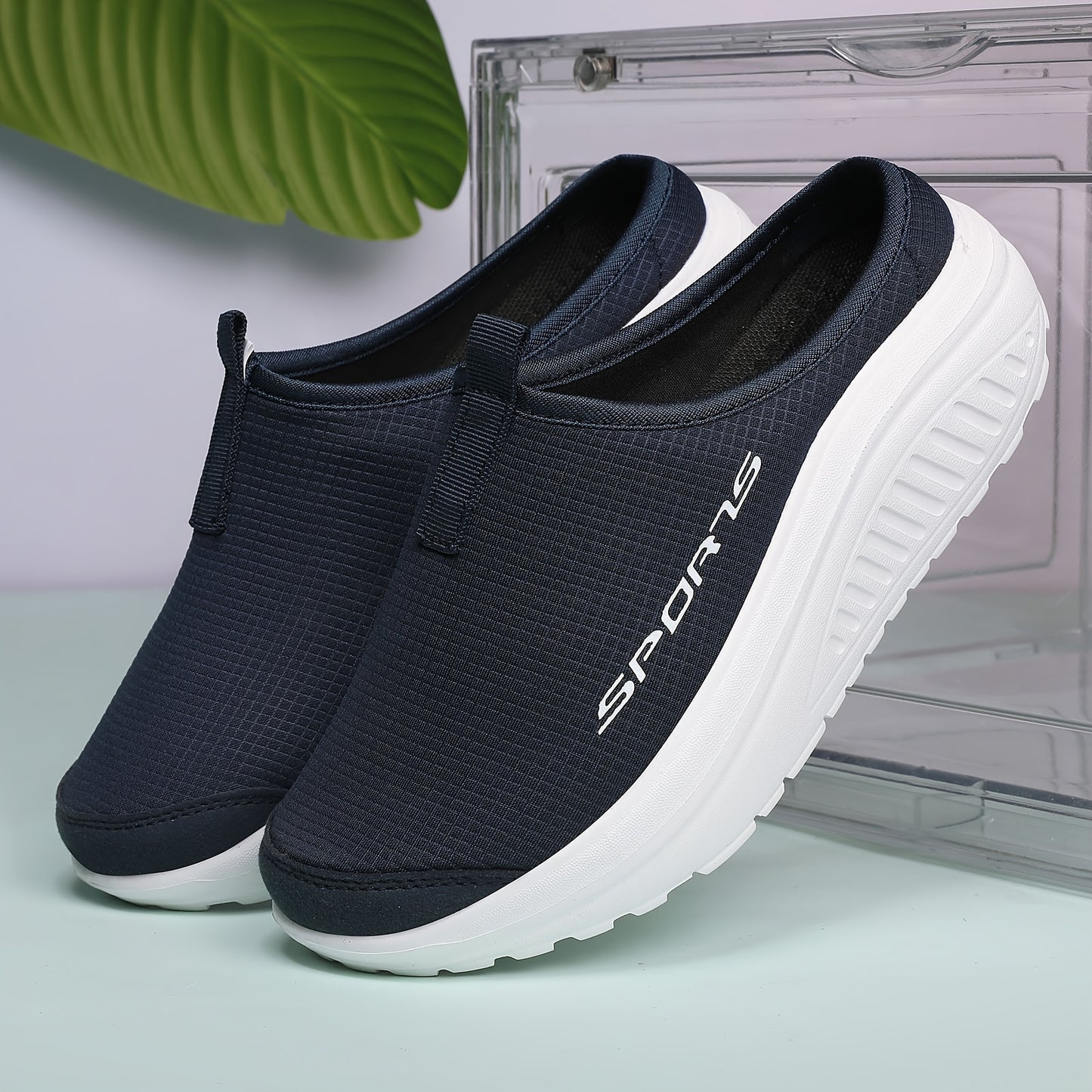 Women's slip-on sneakers with breathable mesh, EVA sole, comfortable insole, all-season low top design, stylish clogs, and slip-resistant.