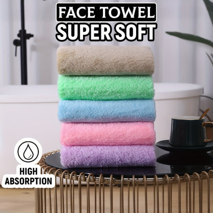 Set of 5 soft polyester hand towels, quick-drying and absorbent for bathroom or spa use, unscented.