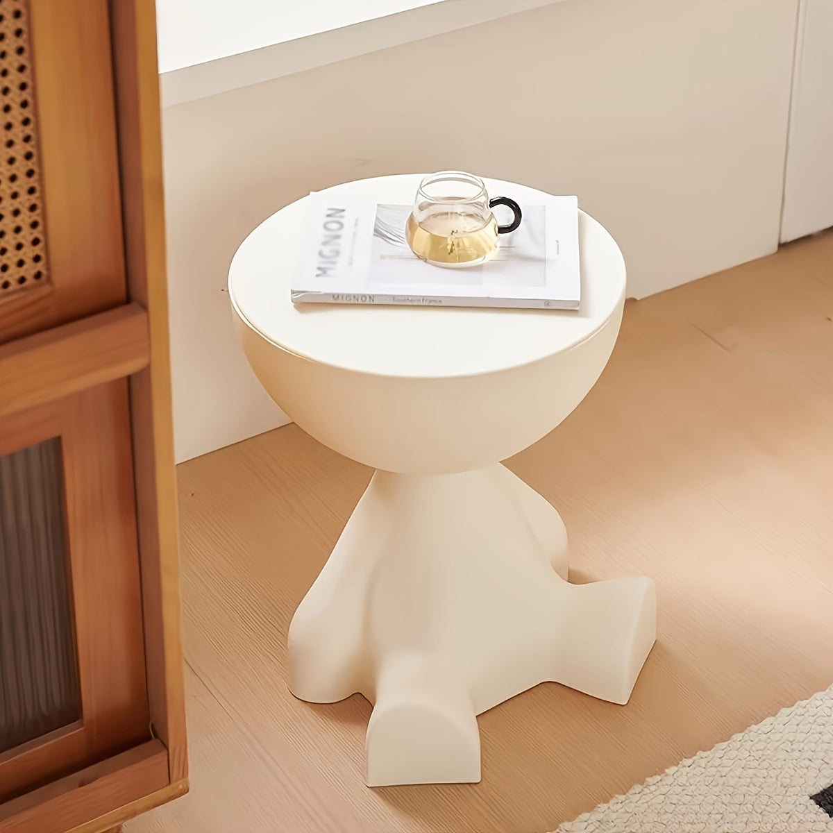 Modern plastic nightstand in white, easy to assemble, versatile for living room and bedroom.