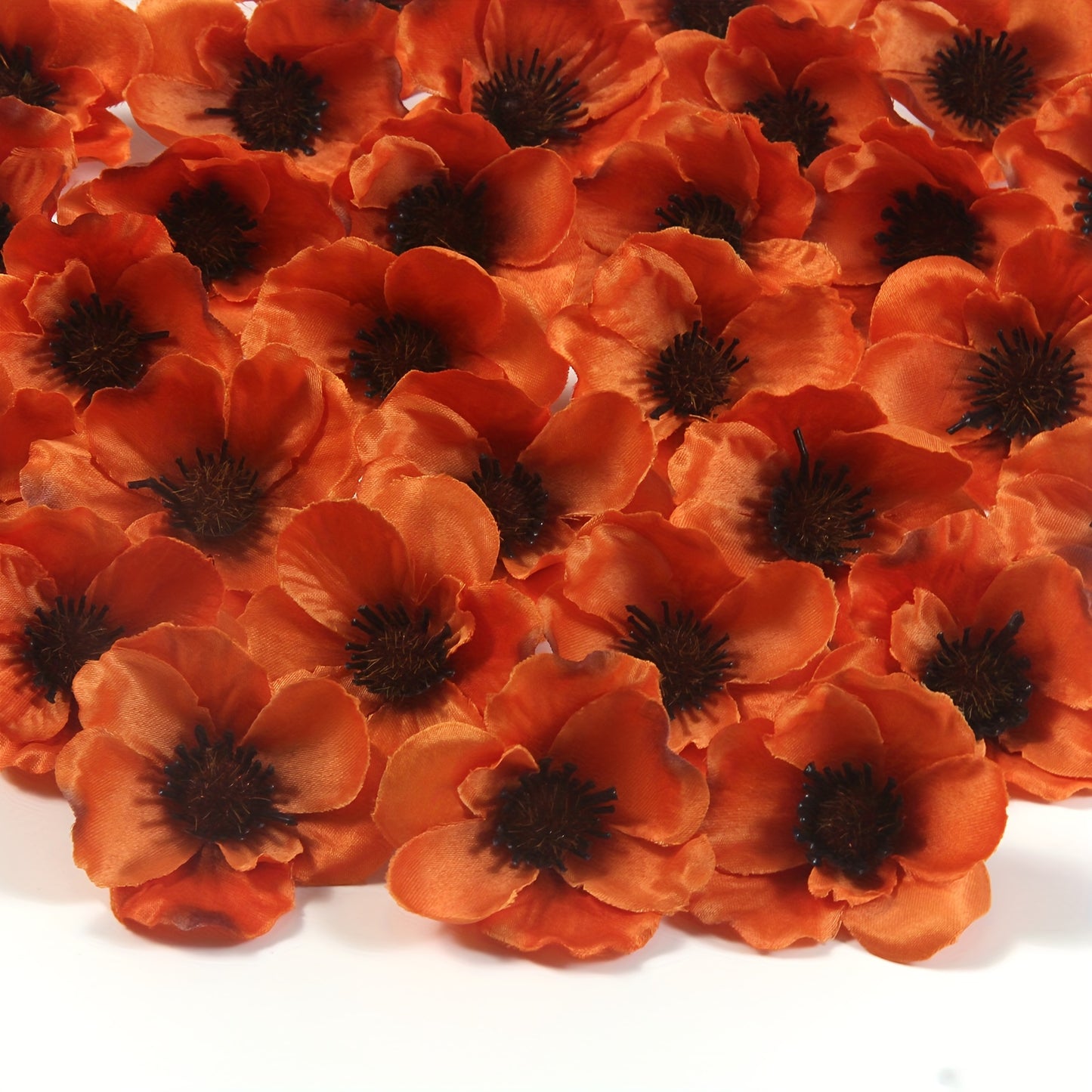 30 stemless artificial poppy flowers for Veterans Day, weddings, home decoration, parties, and crafts.