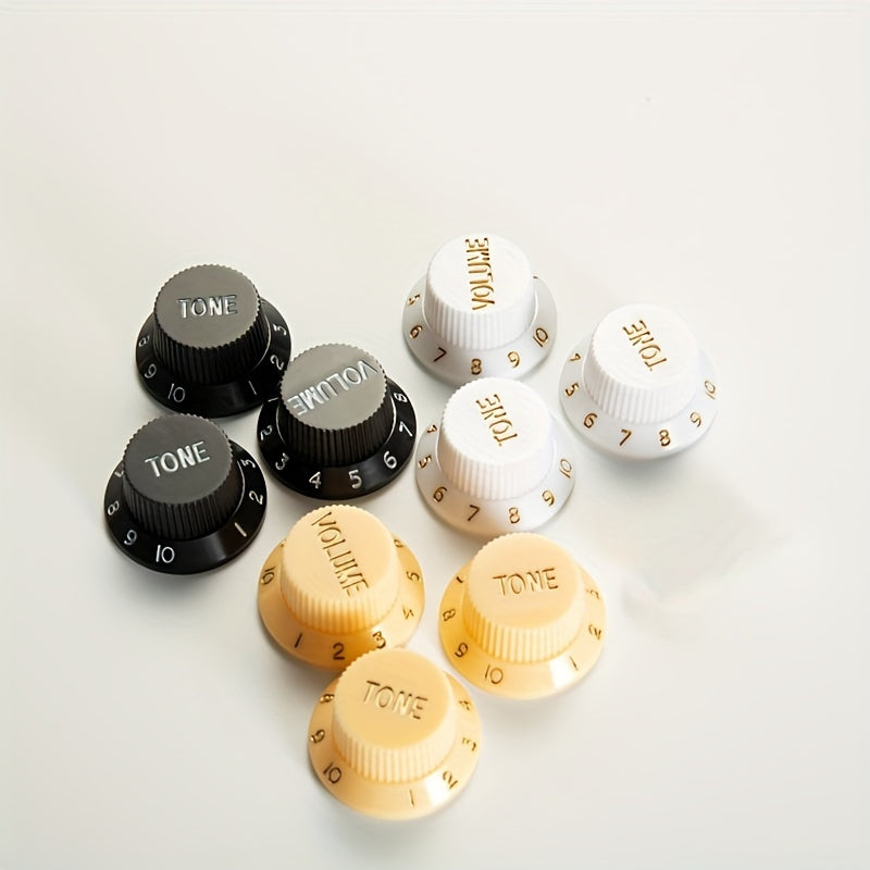 Electric guitar knob cap for volume, tone, and speed control. Available in black, white, or cream yellow.