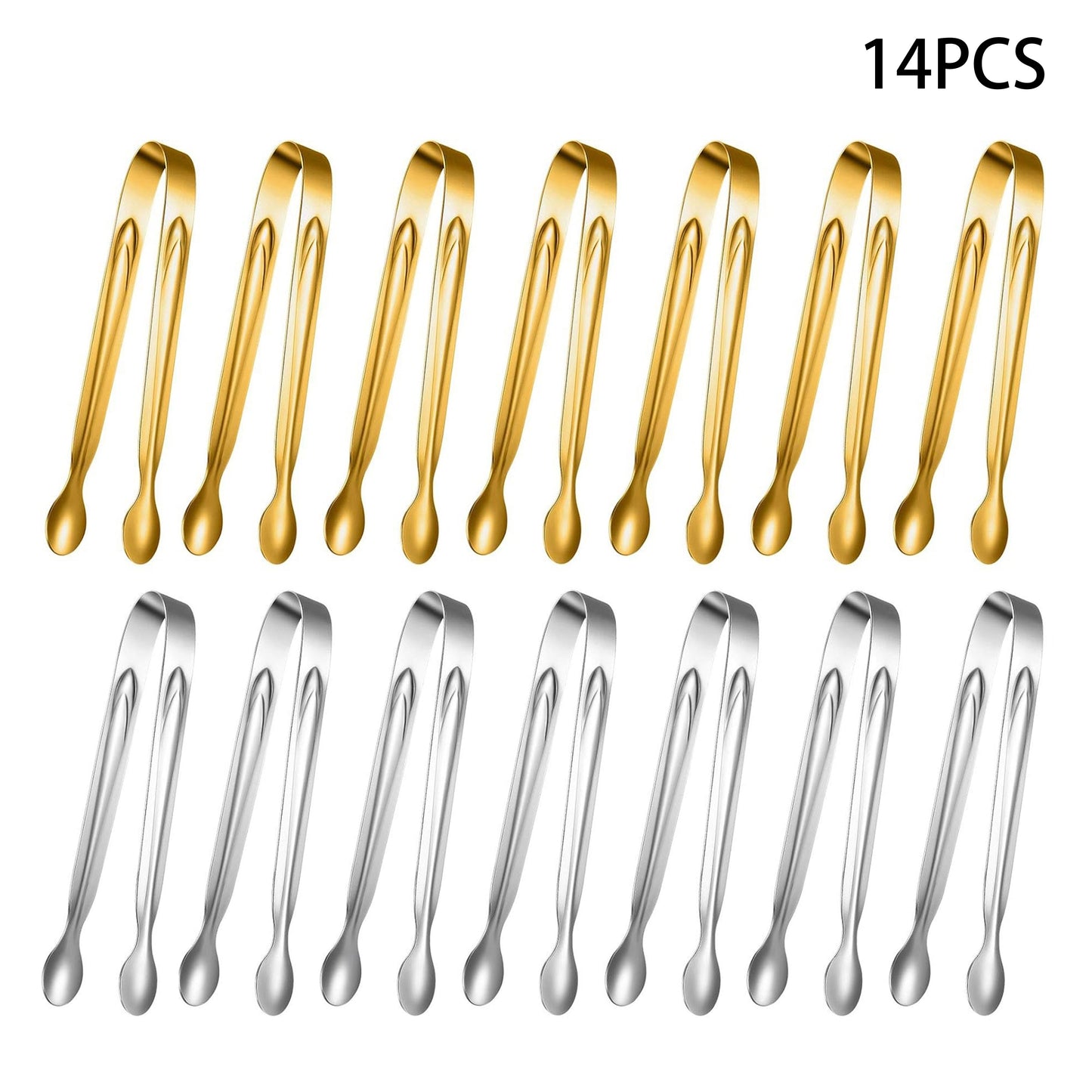 10/12 Stainless Steel Mini Tongs for Serving, Appetizers, Sugar, Ice. Perfect for Buffets, Bars, Cafes, BBQ Tables, or Kitchen. Versatile Catering Tool.