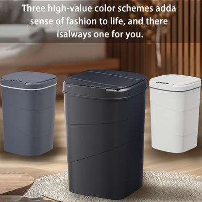 The 13L/17L intelligent induction trash can is versatile for use in the living room, kitchen, and bathroom.