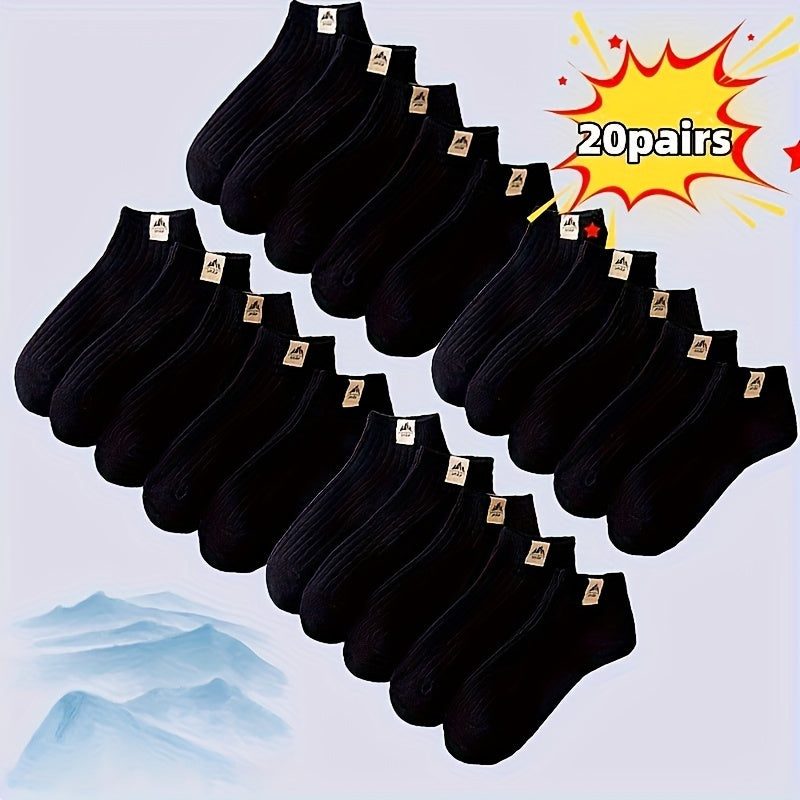 10/20/30pcs Breathable Ankle Socks with Colorful Block Design - Comfortable & Stylish for Casual Wear