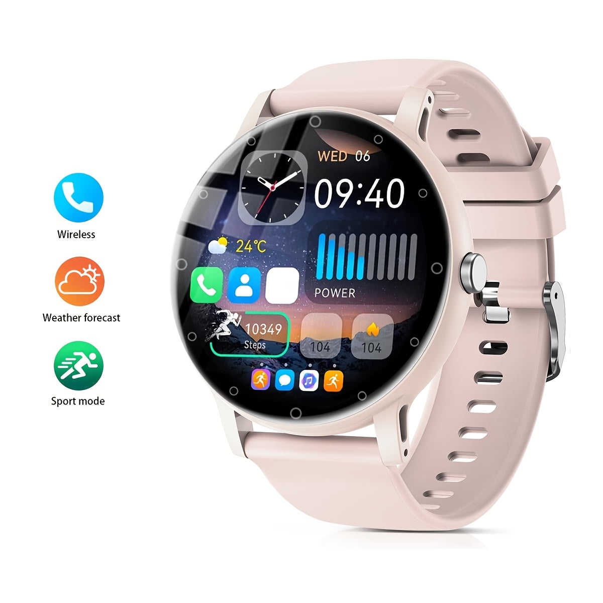 Hailiases Vintage Style Smartwatch is equipped with a Full Touchscreen for easy navigation. It features a Sleep Tracker, Wireless Calling, Pedometer, Music Control, 100+ Exercise Modes, AI Control, and Games. This Fitness Band is compatible with both