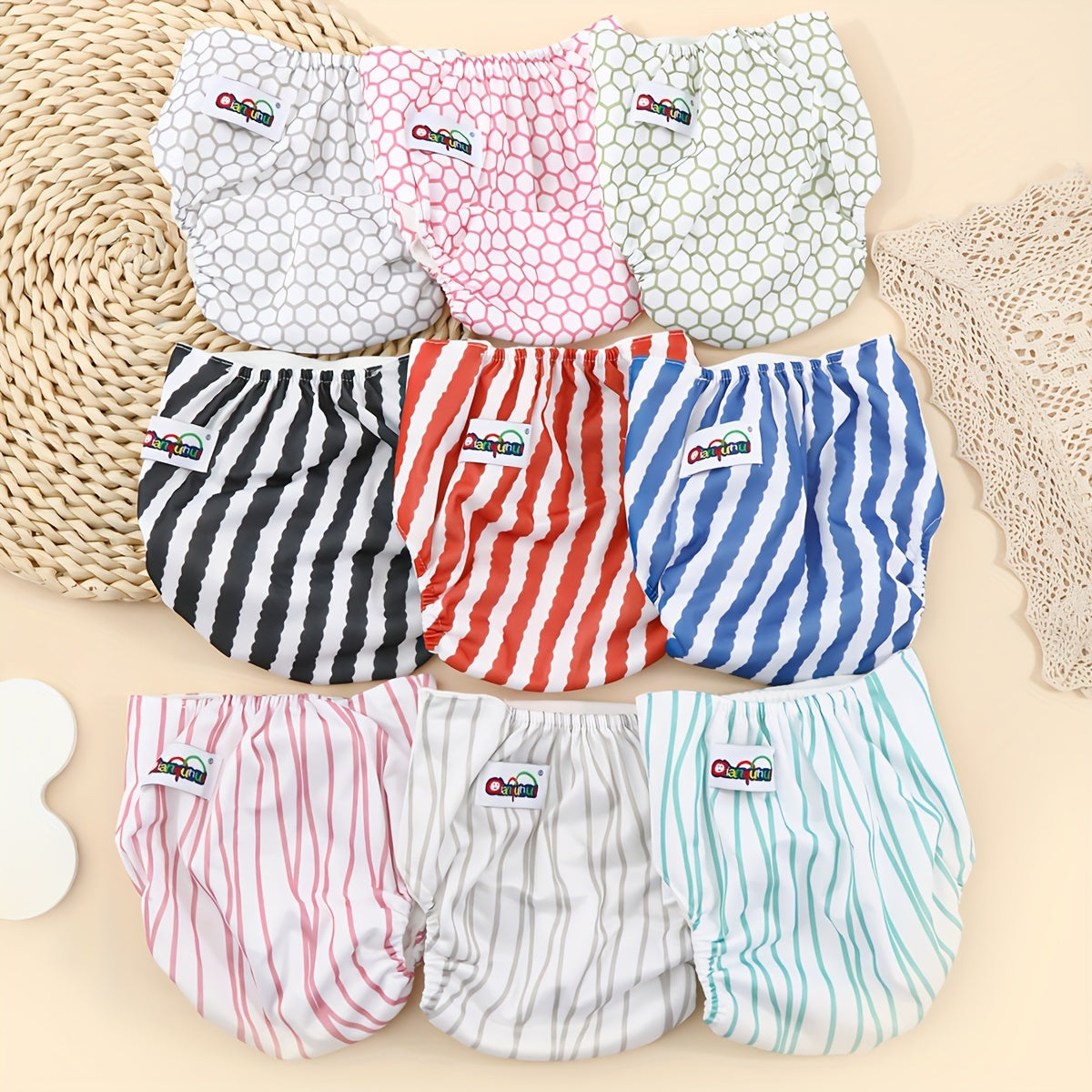 Set of 3 Unisex Baby Training Pants, Waterproof Cotton Cloth Diapers, Adjustable Snap Closure for Ages 0-3 featuring Cute Printed Designs - Washable Pull-Up Diaper Covers for Toddlers