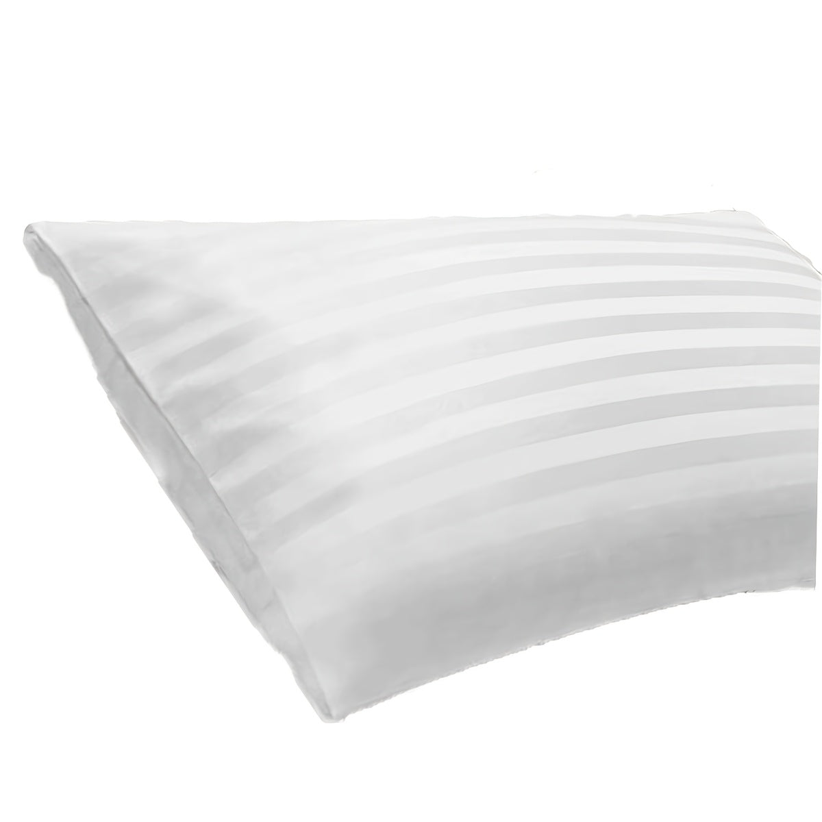 Pillowcase made with luxurious satin stripes, providing a soft, breathable, and durable option for both home and hotel use. Features envelope closure and is recommended for dry clean only. Available in white and khaki colors.