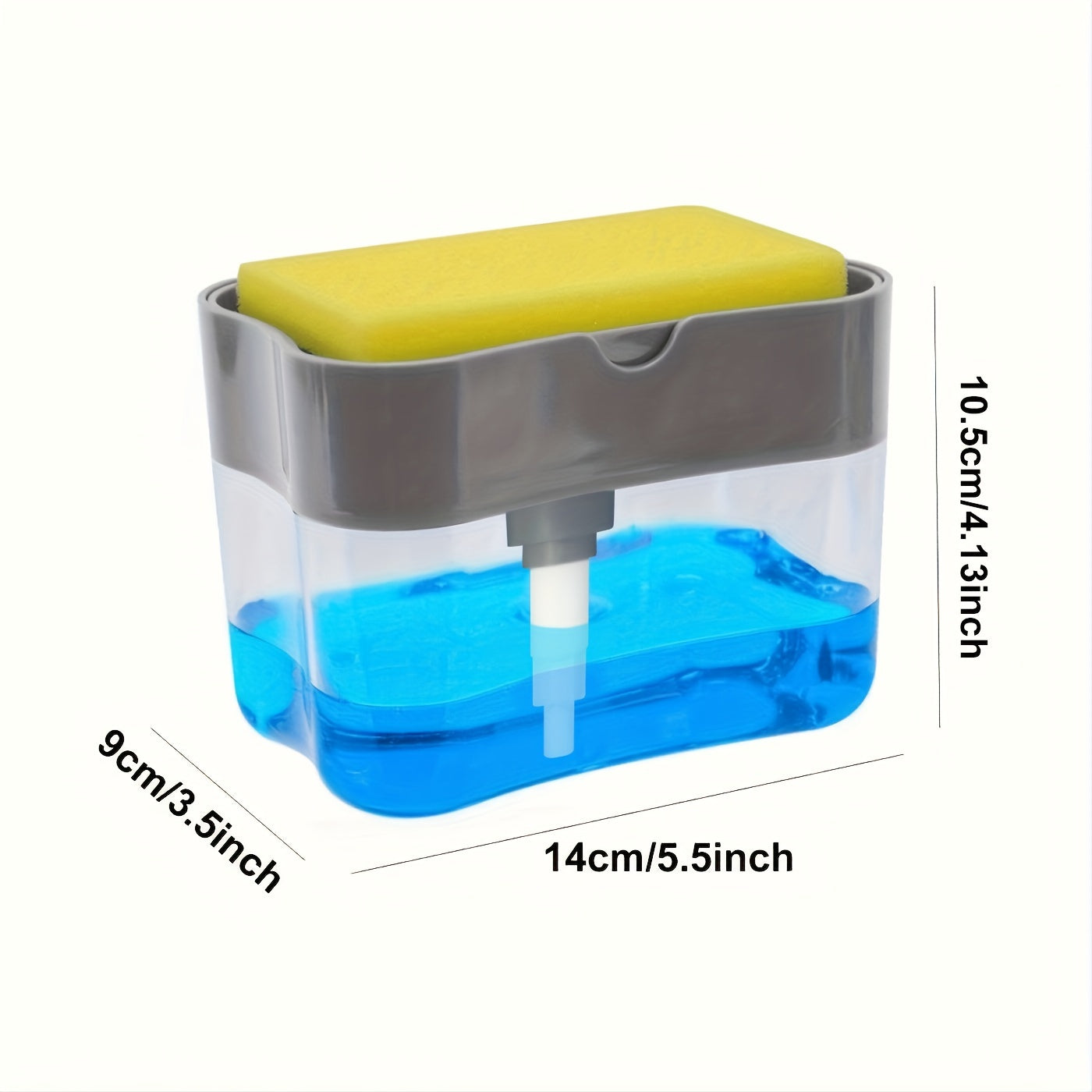 Modern ABS plastic dish soap dispenser with sponge holder, hand wash only, lightweight kitchen sink accessory with space-themed design.