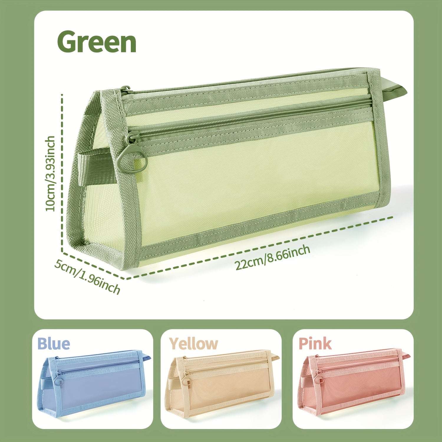 Durable, large-capacity pencil case with multifunctional zipper for organizing school supplies and cosmetics.