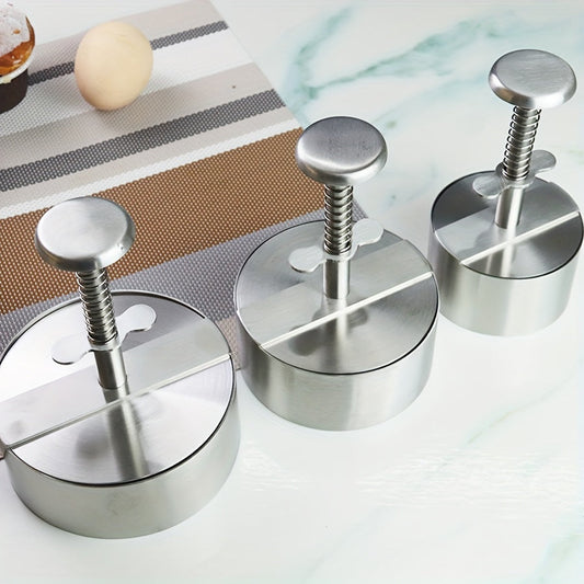 Stainless Steel Hamburger Meat Press with Round Push Design - Perfect for Making Beef, Vegetables, and Burgers in the Kitchen