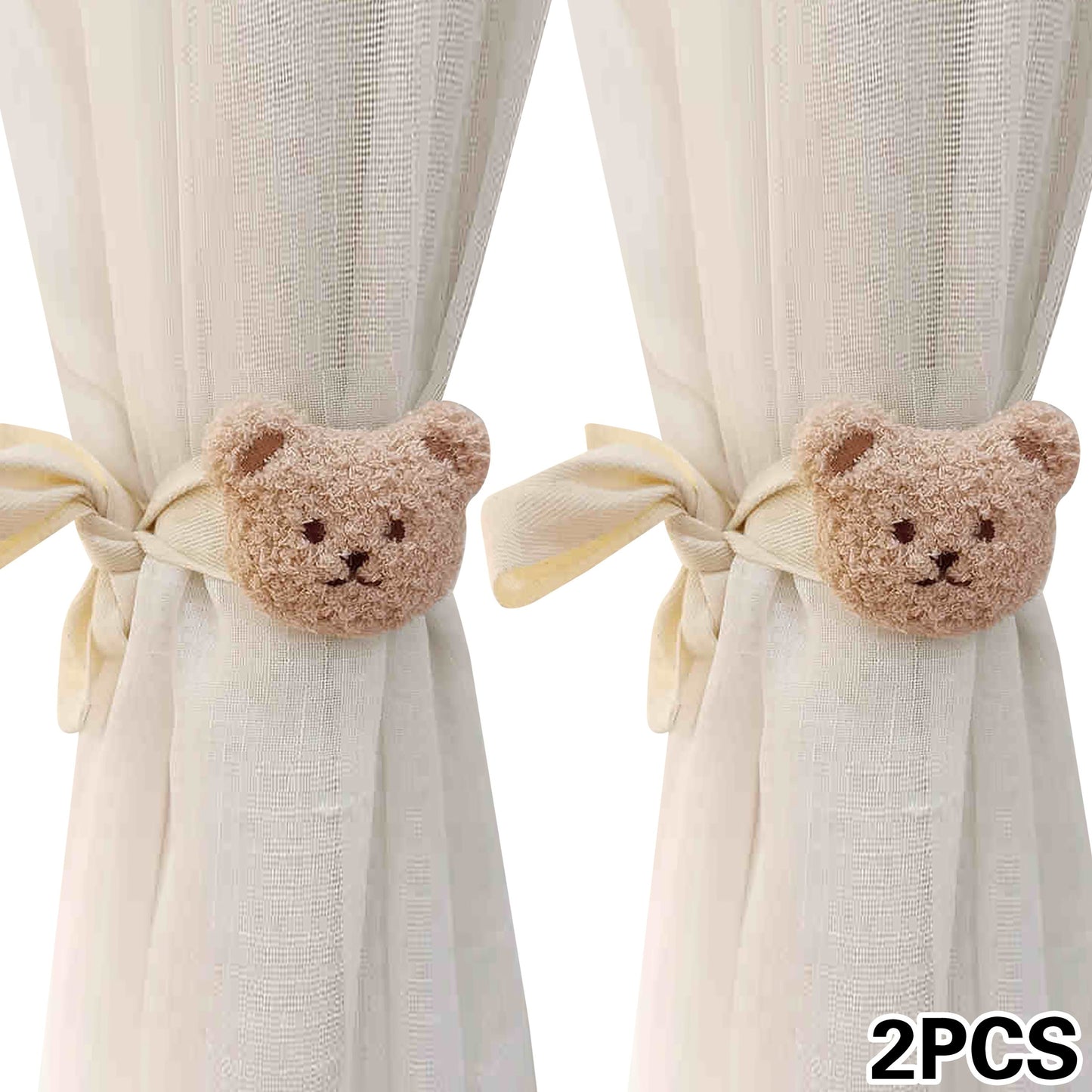 Two-Pack of Modern 3D Cartoon Animal Curtain Tiebacks made of Polyester, Adjustable No-Drill Curtain Holdbacks for Living Room, Bedroom, Home Decor - Unique Animal Design Clasps to Add Warmth and Creativity to your Home.