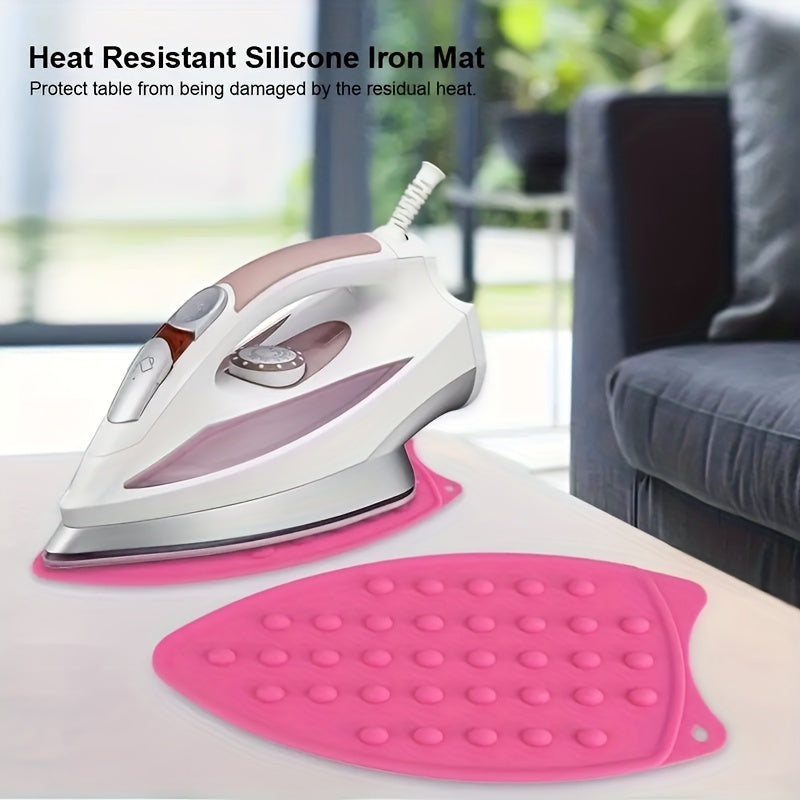 Get 2 premium silicone ironing mats, each measuring 26.67cm thick. These foldable, solid color pads are heat-resistant and feature a textured surface for safe and easy ironing. A must-have for home laundry essentials.