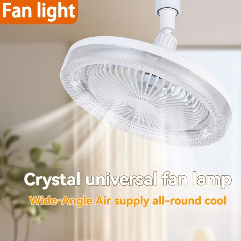 17-mode smart LED fan with light, 3-speed dimmable ceiling fan, invisible bladeless design, remote control, E27 interface, indoor use, modern flush mount for home, office, restaurant.