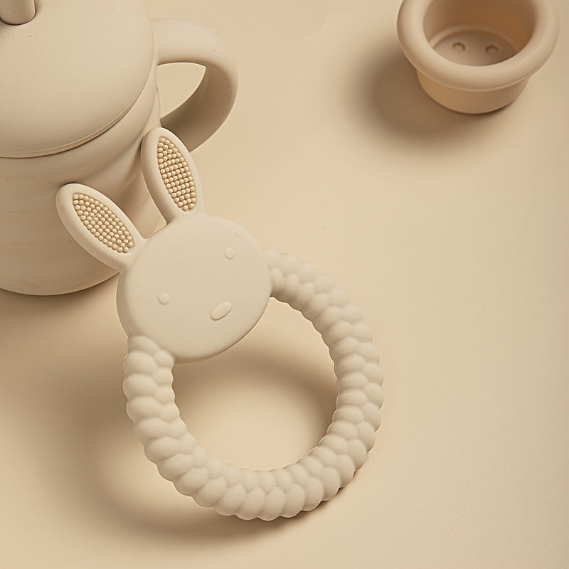 Silicone Teething Toy for Babies - Cute Rabbit Design, Safe for Chewing and Soothing Gums, Perfect for Newborns