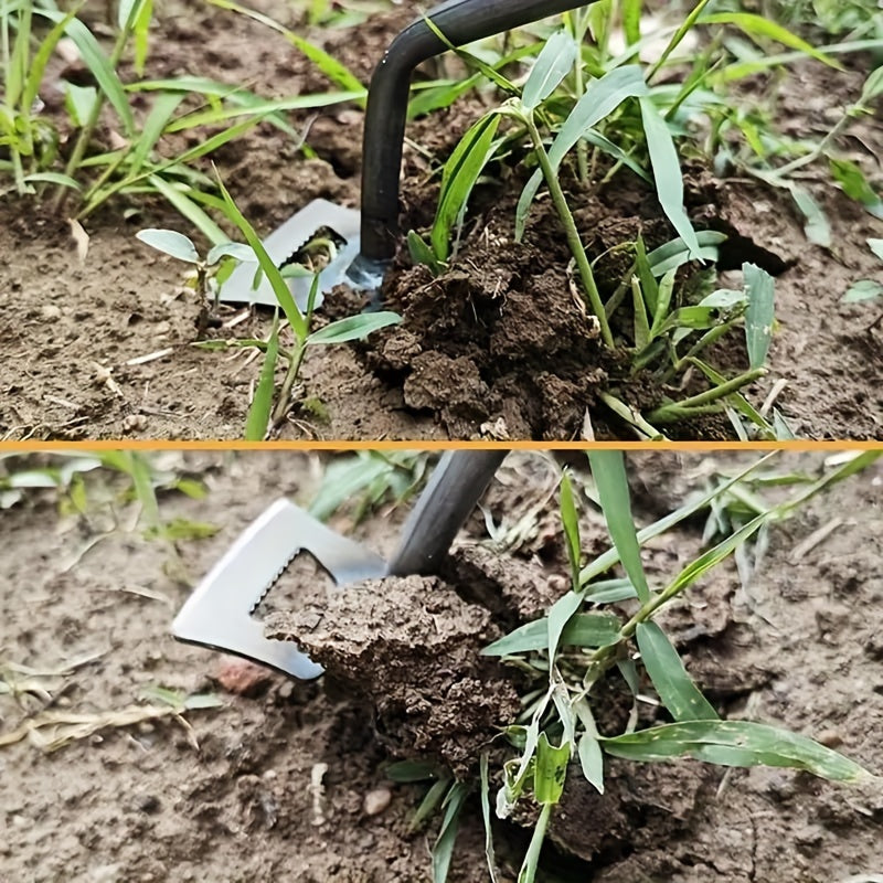 2024 Upgrade Durable Manganese Steel Weeder with 6 Tines Rubber Handle. Ideal for Garden Weeding and Digging.