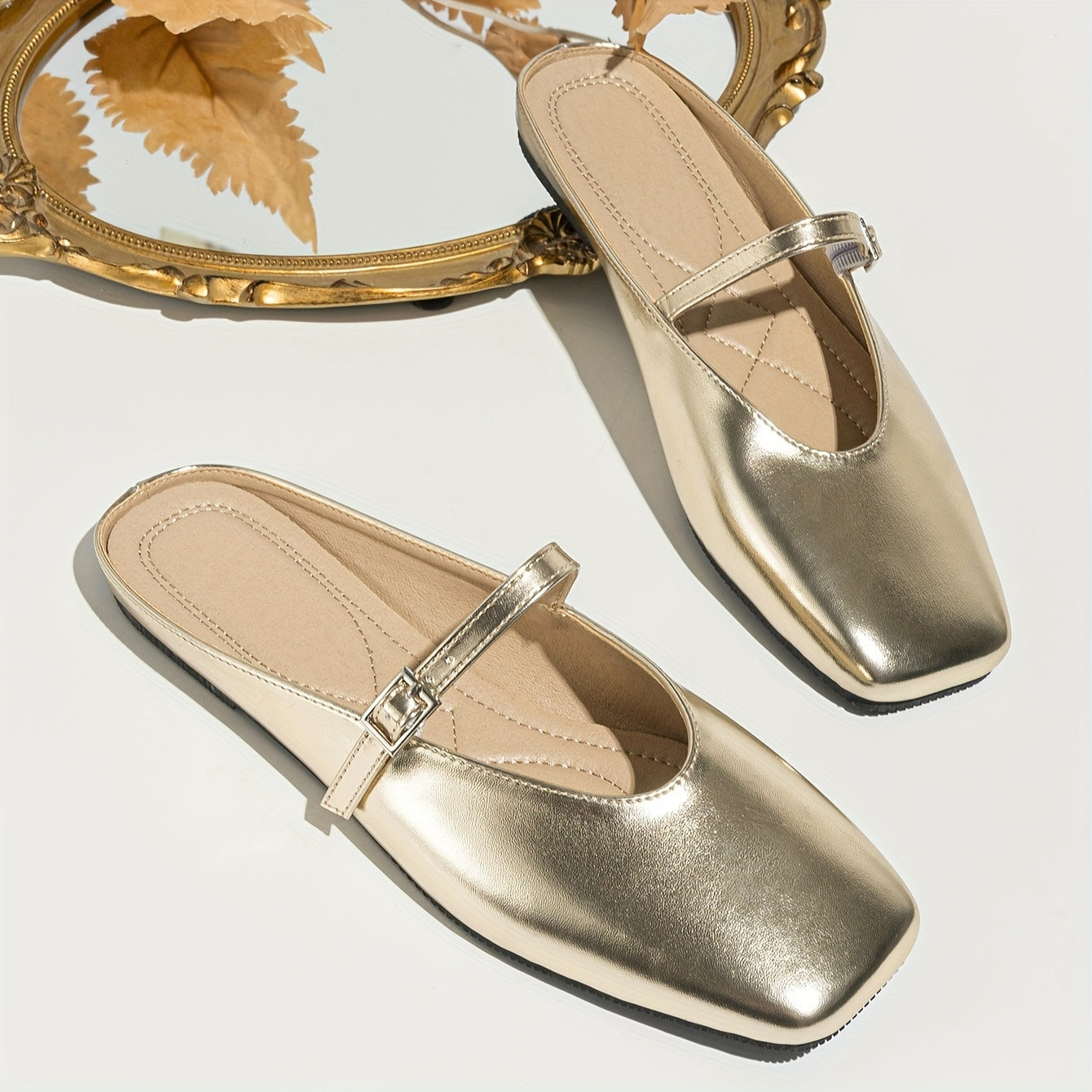 New silvery mule shoes for women, perfect for summer 2024 with soft soles.