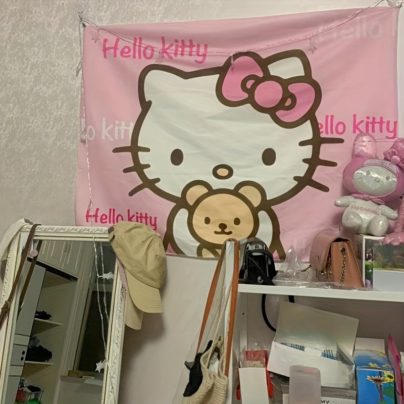 Adorable Sanrio Wall Tapestry in Pink - Ideal Decoration for Nursery & Bedroom, Great Present for Birthdays or Christmas