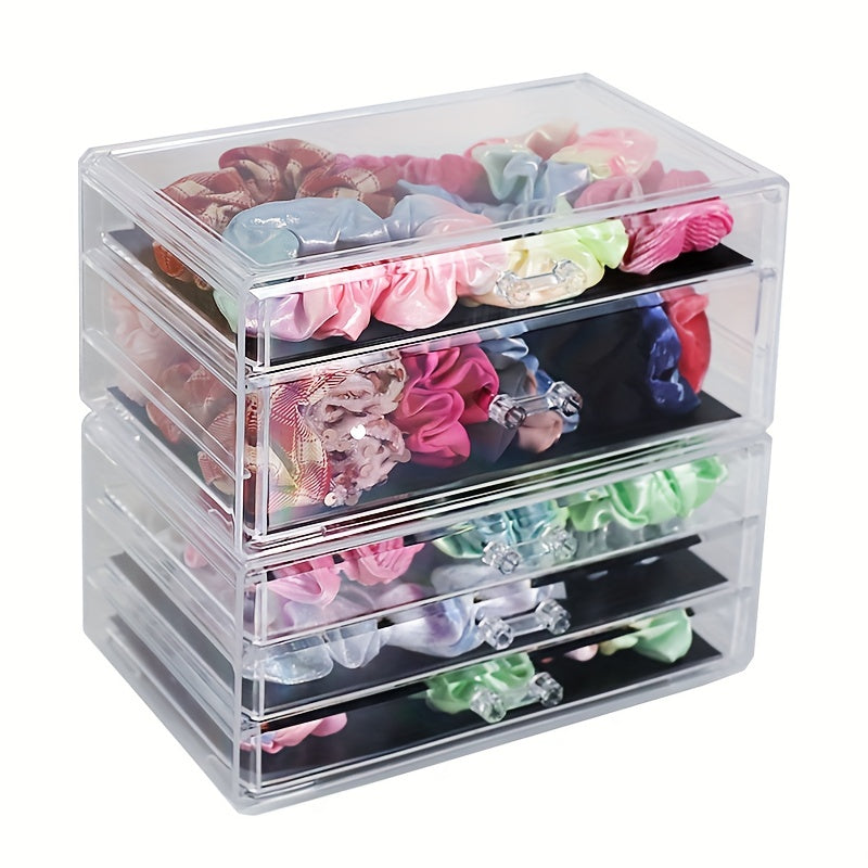 Hair accessories storage jewelry box with transparent and dustproof design, featuring an elastic band for hair rings and a comb box for hair clips. This large capacity storage box is perfect for organizing and storing all your jewelry.