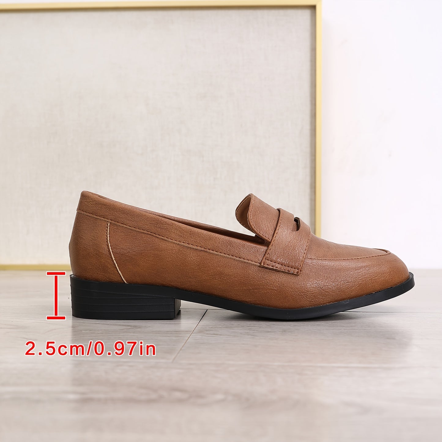 Chic brown slip-on loafers for women feature a comfortable round toe, flat heel, and faux leather driving shoes with a TPR sole for easy care and all-season wear.