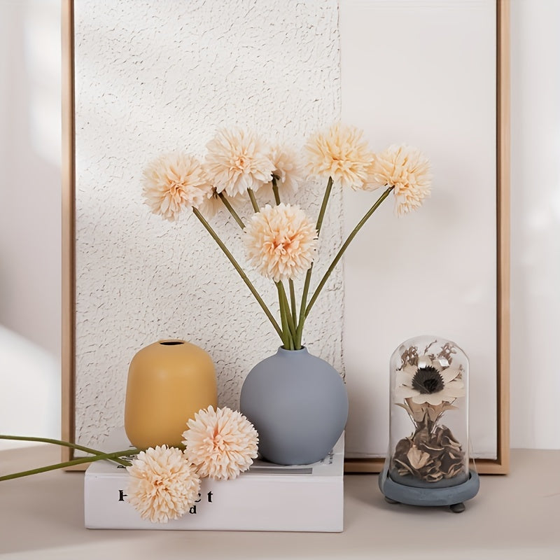 5 artificial chrysanthemum and dandelion flowers for DIY wedding decor.