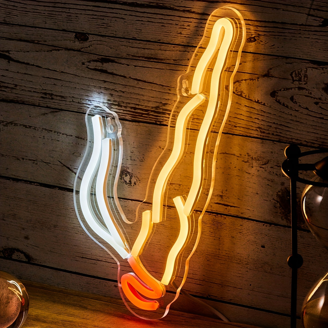 USB-powered LED neon light in the shape of cigar smoke, designed for a man cave room with a 1PC backboard.