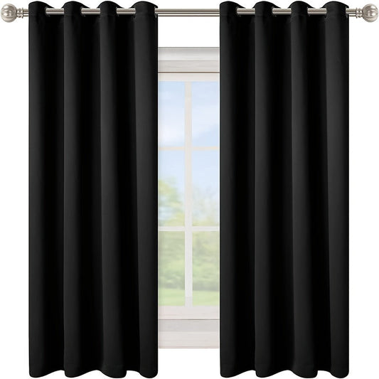 Enhance your space with this 1-panel blackout curtain in solid black color, designed to insulate against heat and cold, darken the room, and reduce incoming light. Perfect for adding style and functionality to your study, bedroom, kitchen, or living room