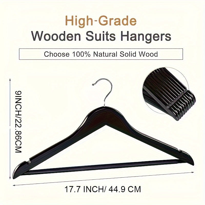 20/10 Wooden Hangers Set - Durable Suit Hangers with Rotatable Hooks - Heavy Duty Coat Hangers for Clothes, Jackets, Shirts, Tank Tops, Dresses