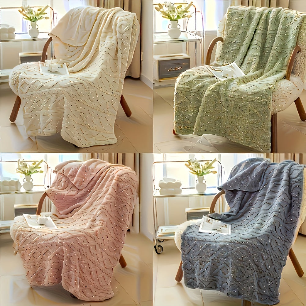 Contemporary July Lamb Fleece Polyester Throw Blanket - Hypoallergenic, Machine Washable, Soft Plush Thick Quilt for All Seasons - Solid Color, Multipurpose, No Printing, Warm and Cozy