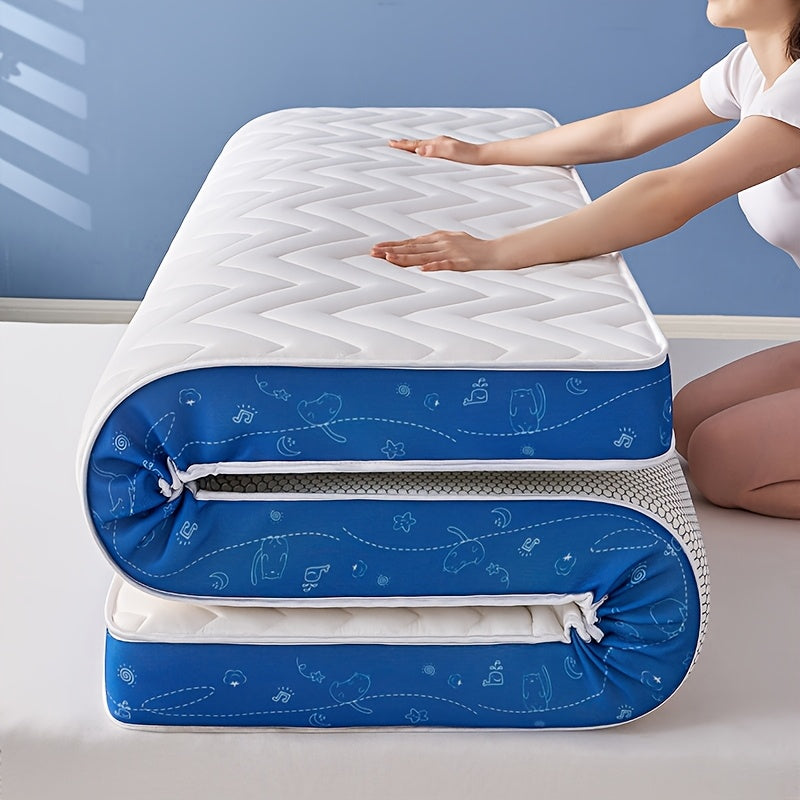 Orthopedic 3D Latex Memory Foam Mattress Topper with Quilted Design, Soft and Breathable, Pressure-Relieving Sleep Experience, Polyester Cover, No Power Needed