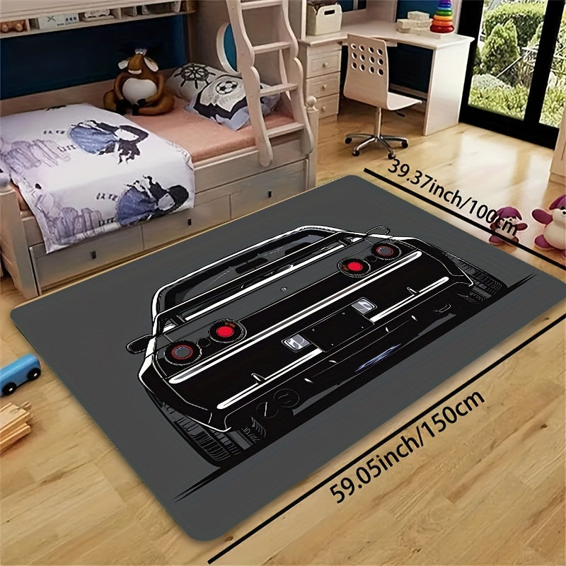 Soft Area Rug with Creative Car Design - Made from Machine Washable Polyester, Suitable for Room and Bedroom. Non-Slip and Durable for Home Kitchen and Entryway. Enhance Your Living Space with this Decorative Floor Carpet.