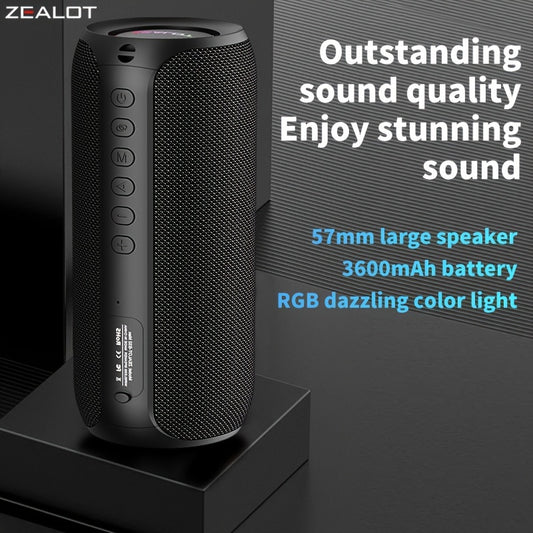 Zealot 2024 Portativ Subwoofer Simsiz Spiker, Hifi Ovoz Sifatiga ega, Ikki Ulanish, 3600mAh Batareya va 16 Soat Ovoz Berish Vaqti. Mobil Telefon/Planshet/Televizor bilan Mos Keladi.