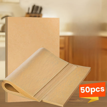 50 pieces of high-quality baking liners that are non-stick and premium, ensuring easy cleanup for both roasting and baking. These food-safe liners can be used in air fryers and ovens, making them versatile for various cooking needs. Perfect for cooking