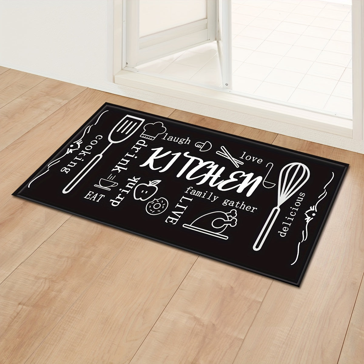 Absorbent Long Strip Kitchen Mat for Black Bottom, Anti-slip Floor Mat for Home Bathroom Toilet, Bedroom, Sofa