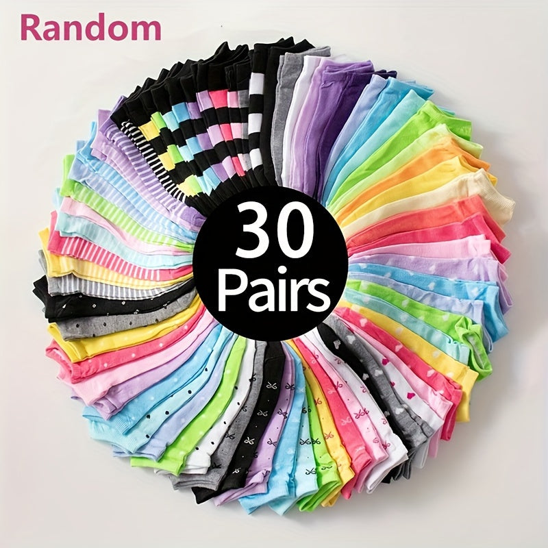 50 pairs of candy-colored low cut ankle socks, soft and comfortable, for women.