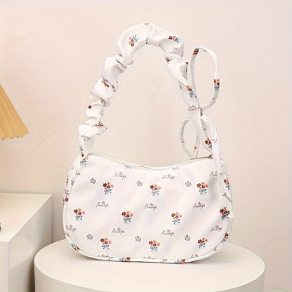 Stylish white and pink floral crossbody bag for women, suitable for daily use, travel, or as a gift.