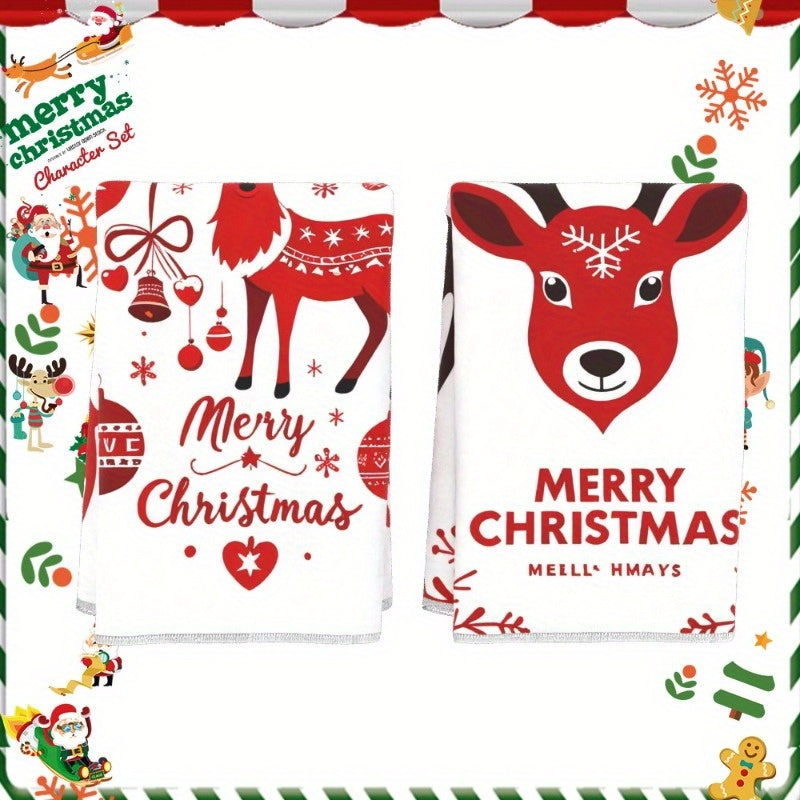 Set of 2 kitchen towels measuring 18x66.04 cm, featuring a festive Christmas wintertime design. Perfect for adding a touch of holiday cheer to your kitchen decor. These soft towels make a great Christmas gift or decoration. Brand: KDLPA