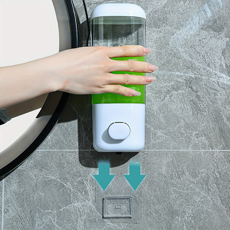 Lead-Free Plastic Wall Mounted Soap Dispenser with Press-Type Pump and Adhesive Fixation for Shower and Bathroom Accessories