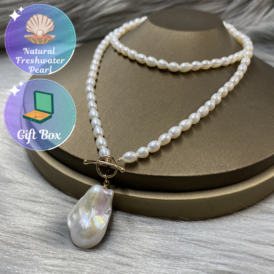 Vintage-inspired Freshwater Baroque Pearl Necklace with OT Clasp, exuding elegance and charm. This timeless piece is perfect for parties and makes a wonderful gift. Comes with a random gift box, ideal for autumn gifting.