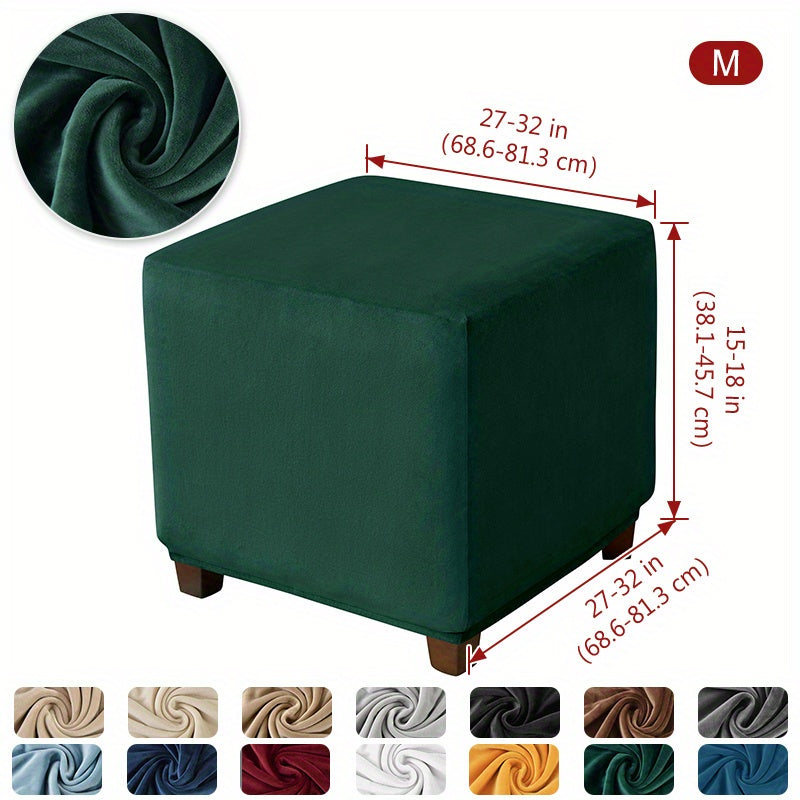 Velvet square ottoman cover for storage stool, with elastic and all-inclusive design.