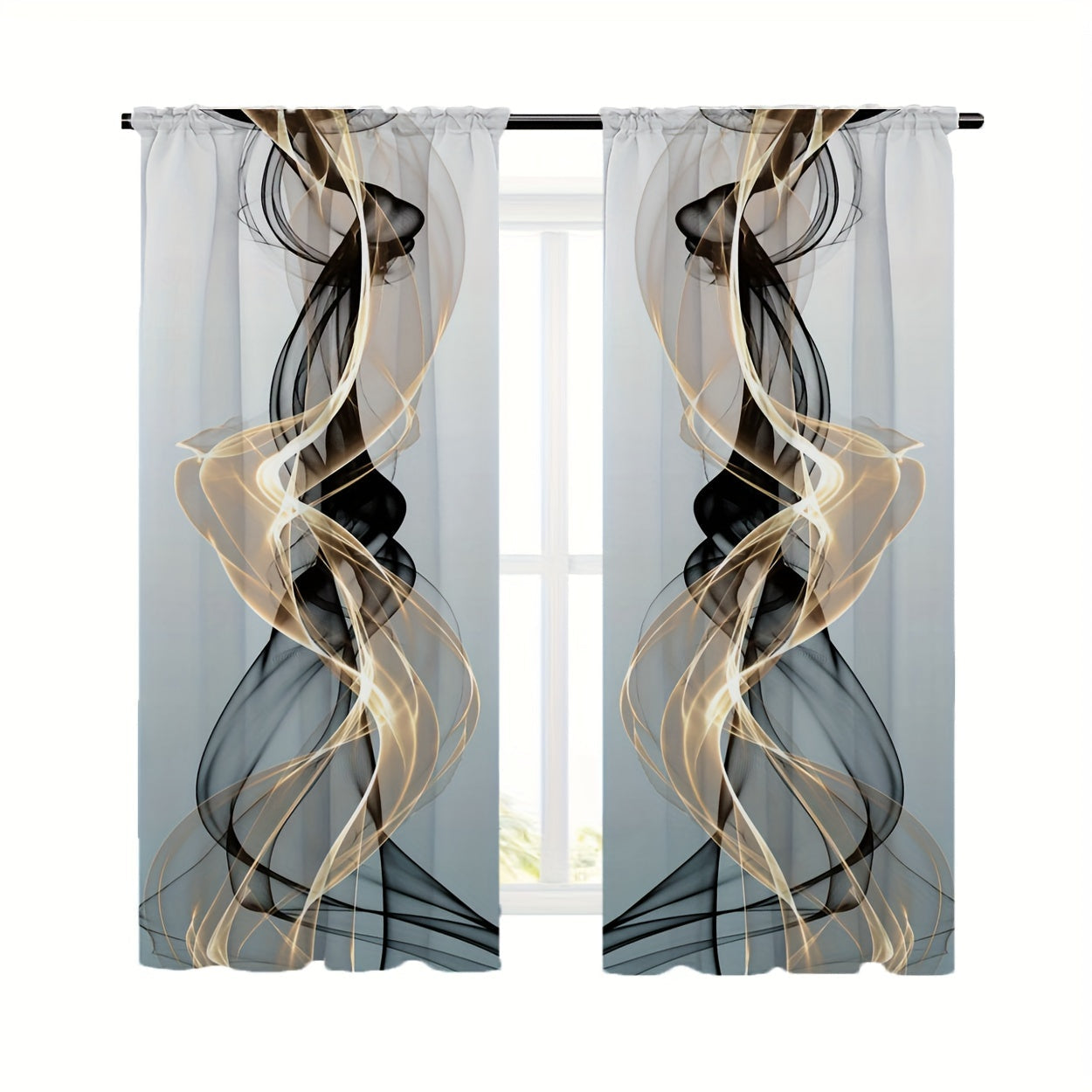 Set of 2 Modern Art Abstract Pattern Curtains, Rod Pocket Decorative Window Drapes, Ideal for Bedroom, Living Room, or Study, Home Decor Window Treatments