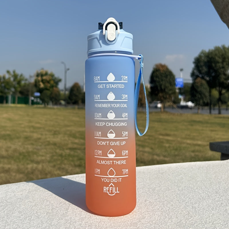 Motivational 750ml/25oz BPA-free water bottle for sports and outdoor activities. Great for camping, hiking, and fitness. Perfect for summer. Ideal gift.