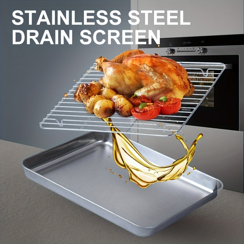 Stainless Steel Baking Sheet Set with Cooling Rack - Ideal for Grilling Meat and Chicken - Available in 3 Sizes